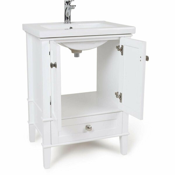 Elegant Decor 24 in. Single Bathroom Vanity Set - Porcelain Sink, White VF-1026